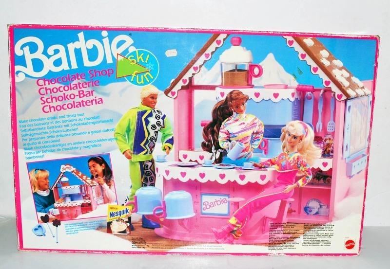 VINTAGE BARBIE SKI FUN CHOCOLATE SHOP 9698 MATTEL 1990 NRFB ITALY EUROPE